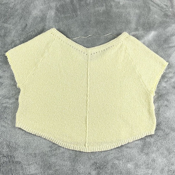 Free People cropped oversized knit short sleeve sweater top cotton blend - Picture 3 of 5